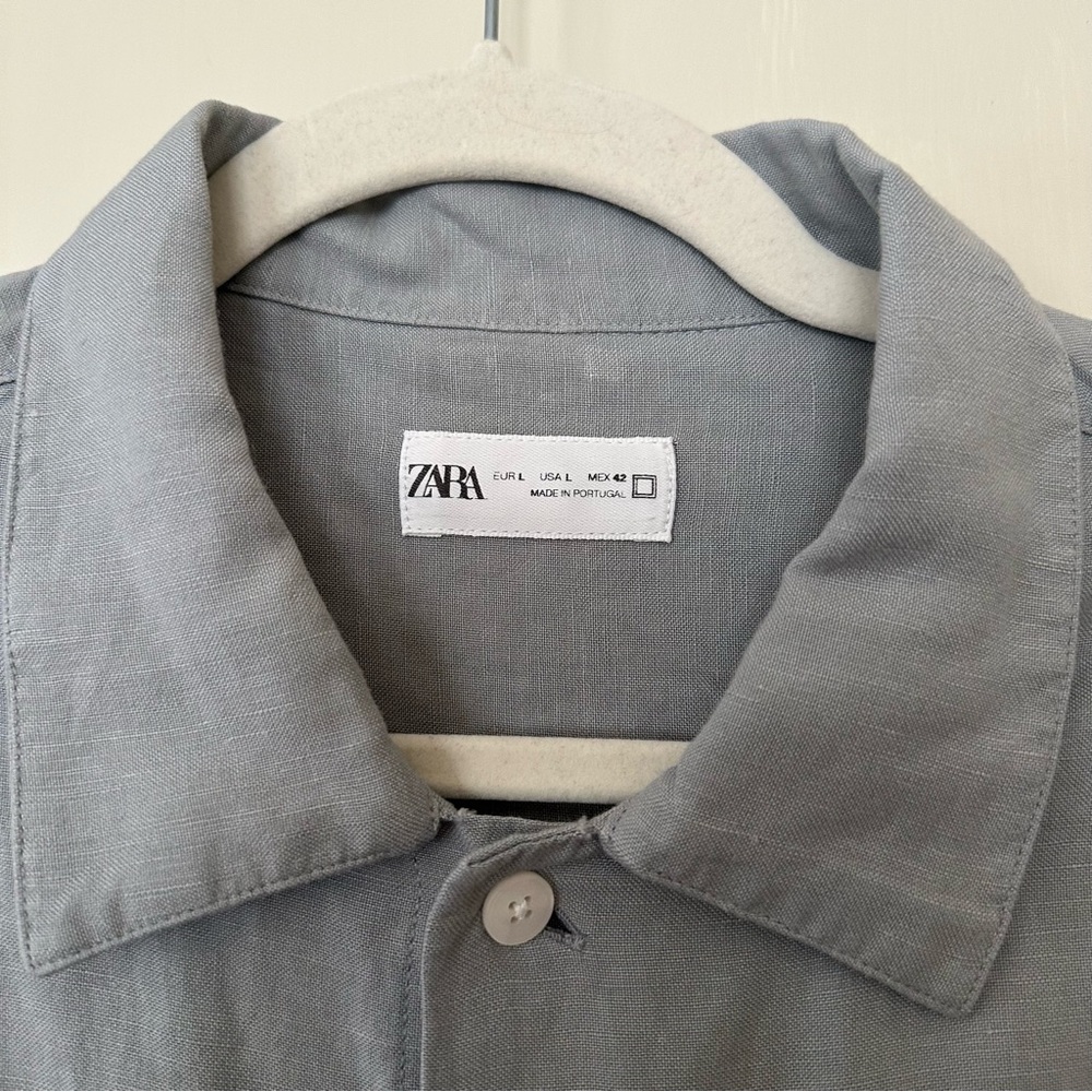 Linen Button Down Collared Shirt Large - image 2